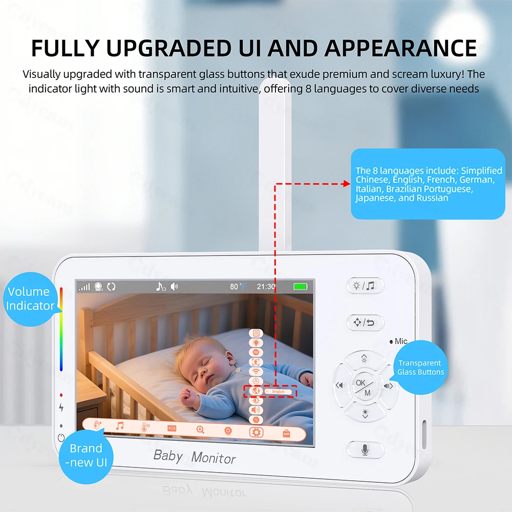 Babyphone 4,3-Zoll mit 1080p-Auflösung & Schlaflieder – Bild 6