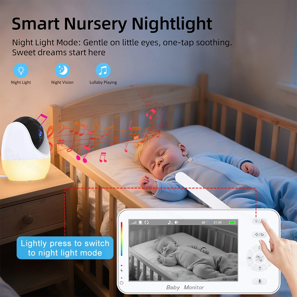 Babyphone 4,3-Zoll mit 1080p-Auflösung & Schlaflieder – Bild 3