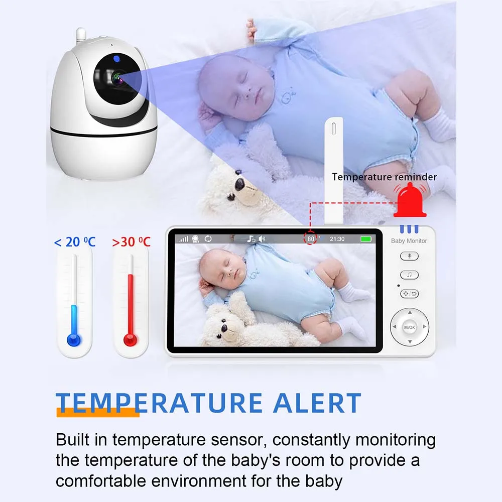 5-Zoll Video-Babyphone mit PTZ-Zoom-Kamera – Bild 4